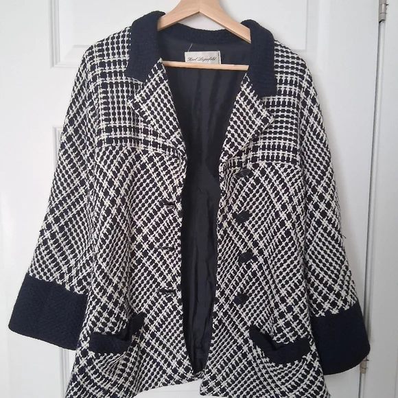Vintage 80s Karl Lagerfeld Wool Boucle Tweed Blazer Fits Like US 10 GUC - Picture 6 of 16